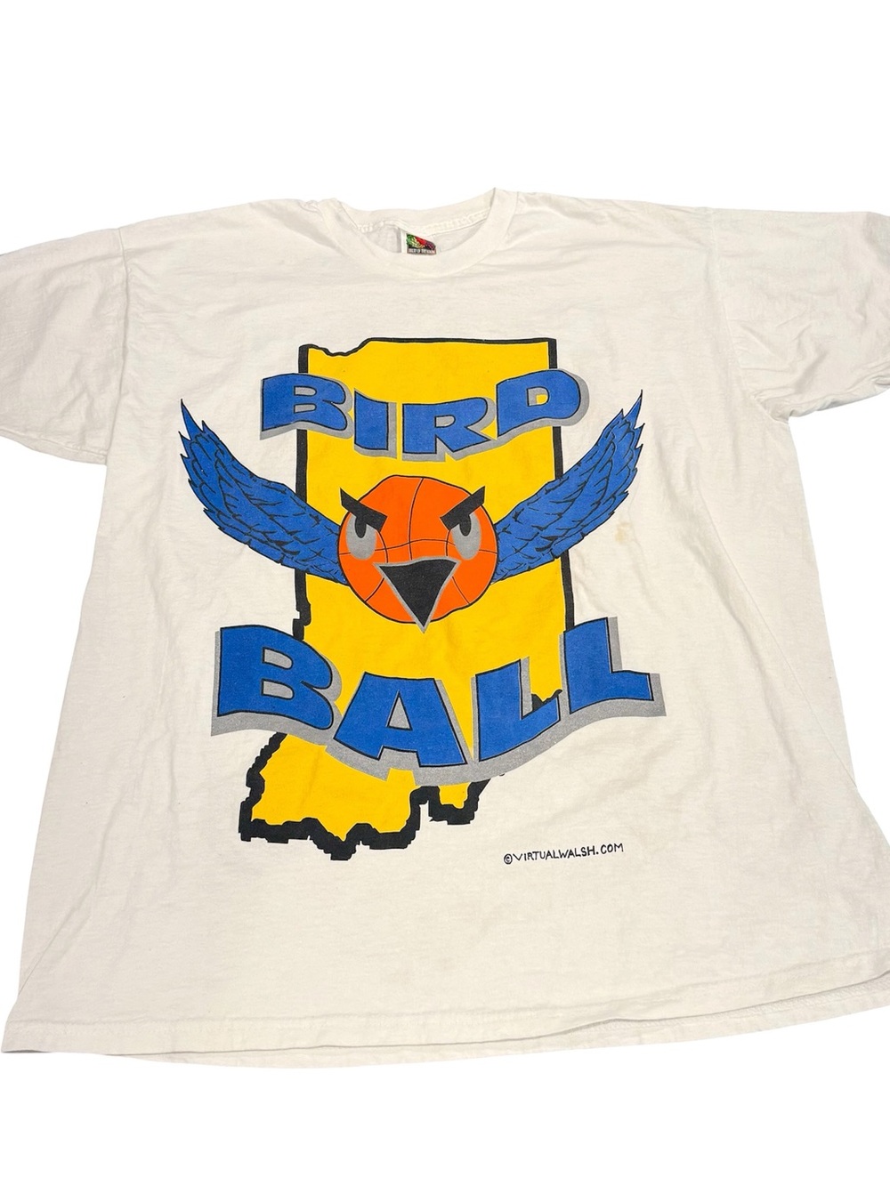 Vintage Larry Bird Ball Indiana Virtual Walsh XL 90s Y2K basketball t shirt limi
